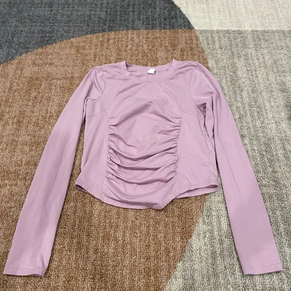 Anthropologie Daily Practice Womens Long Sleeve Seamed Tee Size S Lilac Purple - Picture 2 of 6